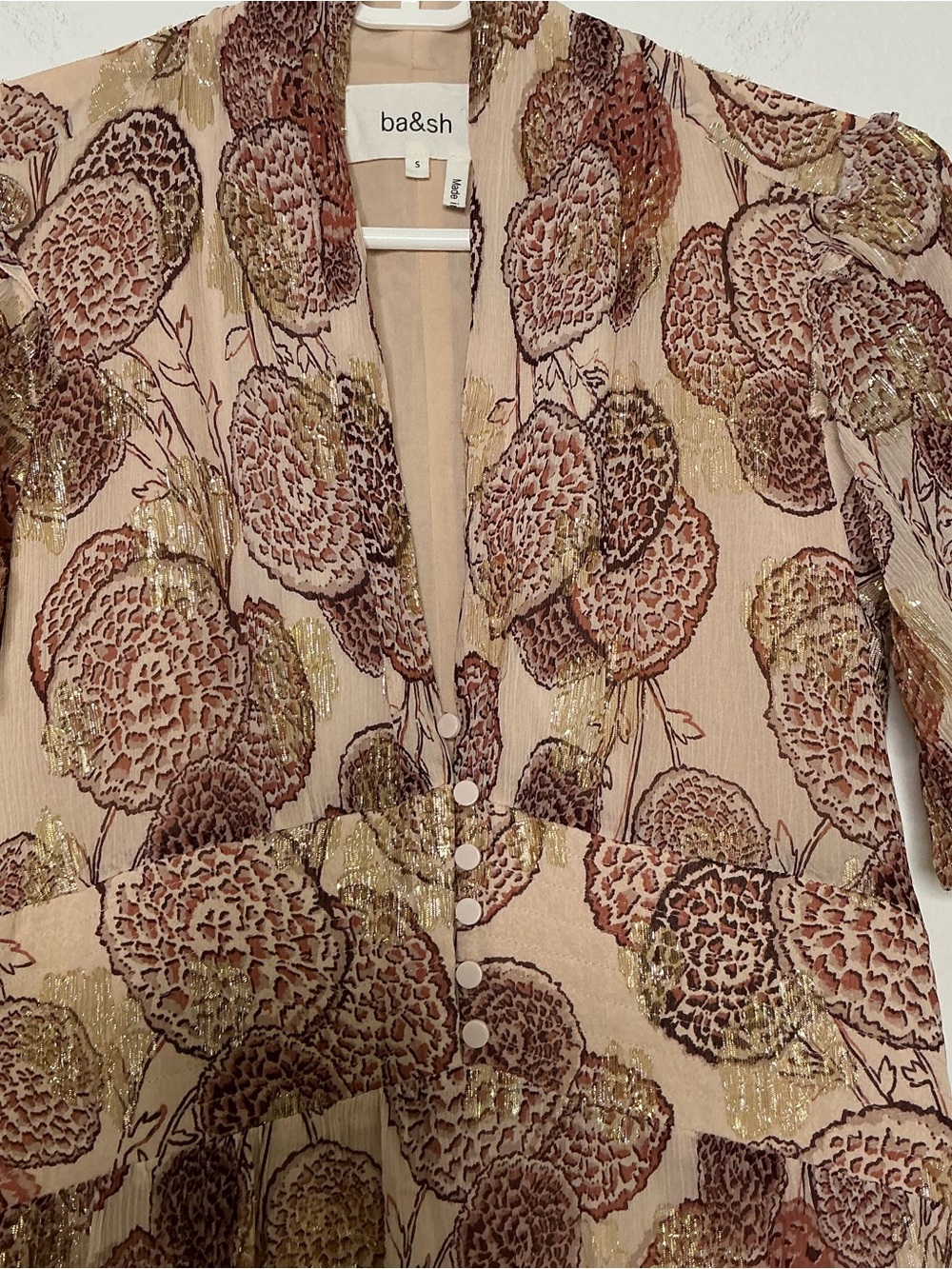 ba&sh Cream Maxi Dress with Brown Floral Print - Picture 6 of 16